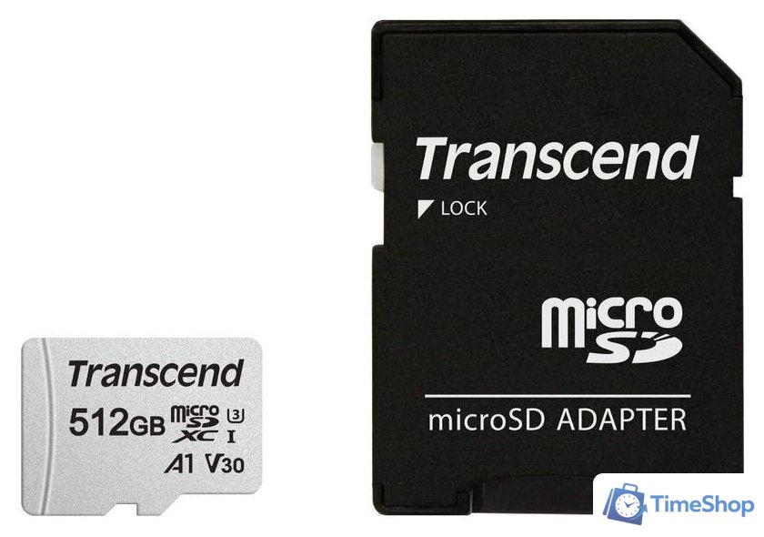 Карта памяти Transcend microSDXC 300S 512GB (с адаптером) - Изображение №1 — Интернет-магазин Time-Shop