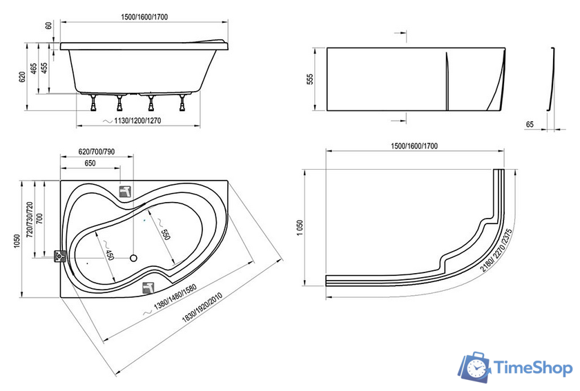 Ванна Ravak Rosa II 170 x 105 R [C421000000] - Изображение №5 — Интернет-магазин Time-Shop