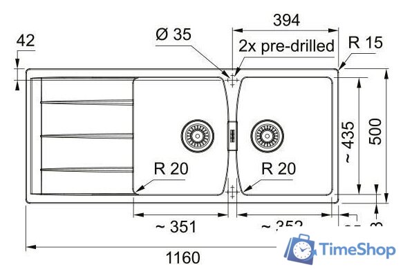 Кухонная мойка Franke Centro CNG 621-116 114.0710.231 (бежевый) - Изображение №2 — Интернет-магазин Time-Shop