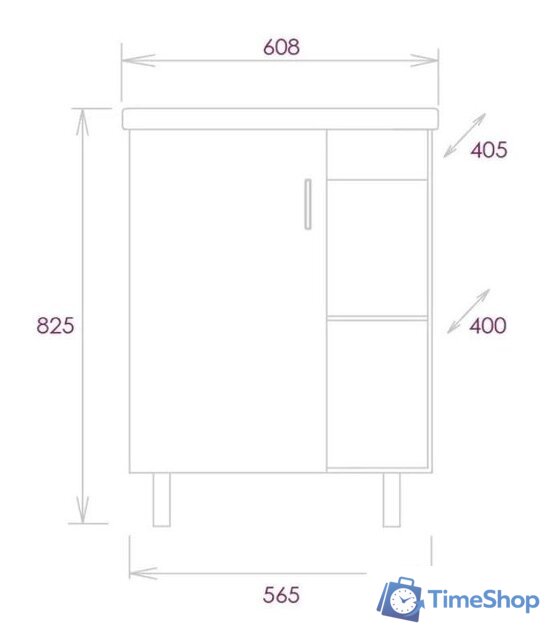  Onika Тумба под умывальник Тимбер 60.01 106116 - Изображение №5 — Интернет-магазин Time-Shop