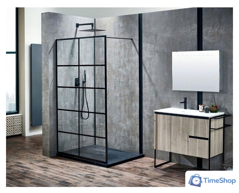 Душевая стенка Calani Soleo Walk In 90x195 CAL-K6010 (черный/прозрачное стекло) - Изображение №3 — Интернет-магазин Time-Shop