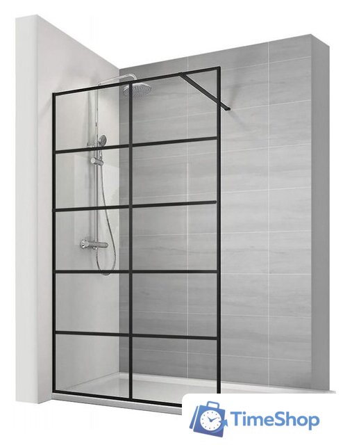 Душевая стенка Calani Soleo Walk In 90x195 CAL-K6010 (черный/прозрачное стекло) - Изображение №1 — Интернет-магазин Time-Shop