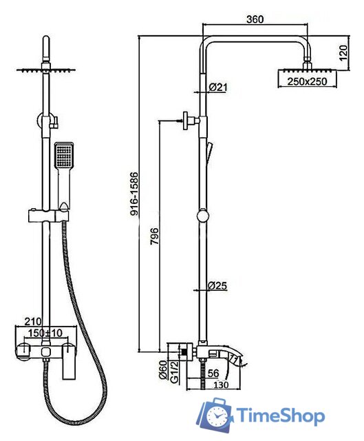 Душевая система  Wisent W72417B - Изображение №7 — Интернет-магазин Time-Shop