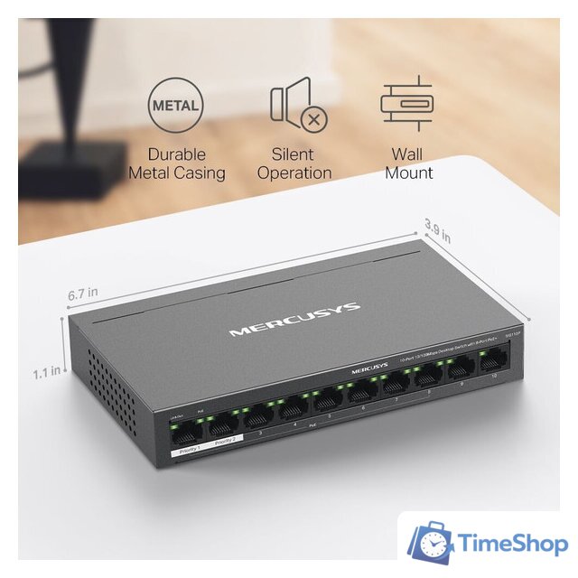 Неуправляемый коммутатор Mercusys MS110P - Изображение №10 — Интернет-магазин Time-Shop