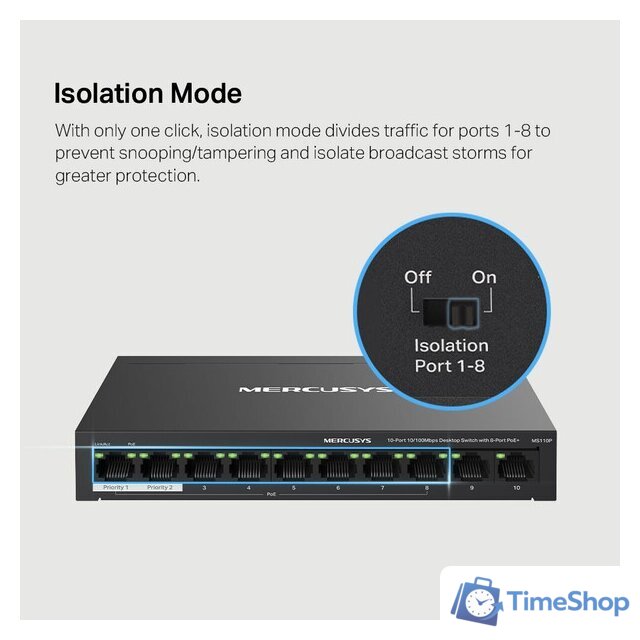 Неуправляемый коммутатор Mercusys MS110P - Изображение №7 — Интернет-магазин Time-Shop