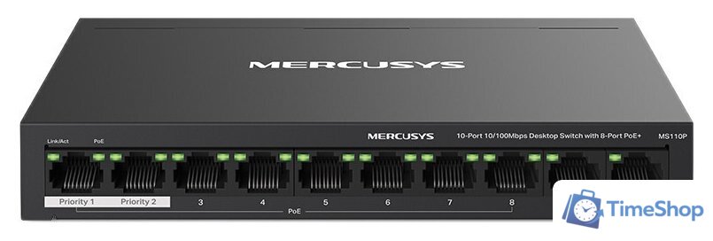 Неуправляемый коммутатор Mercusys MS110P - Изображение №1 — Интернет-магазин Time-Shop