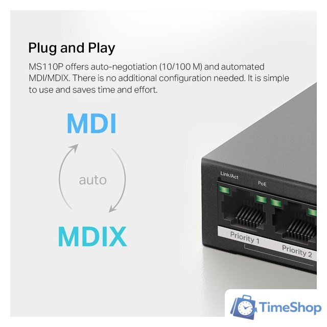 Неуправляемый коммутатор Mercusys MS110P - Изображение №9 — Интернет-магазин Time-Shop