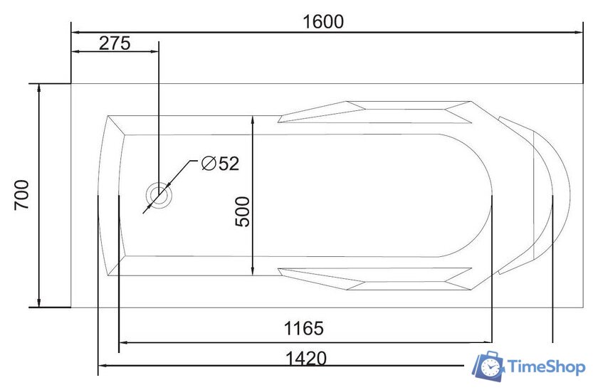 Ванна Cersanit Santana 160x70 - Изображение №3 — Интернет-магазин Time-Shop