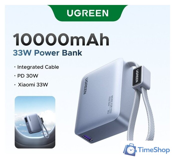 Внешний аккумулятор Ugreen PB584 75173B 10000mAh (серый, китайская версия) - Изображение №3 — Интернет-магазин Time-Shop
