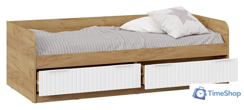 Кровать-тахта Трия Хилтон комбинированная 90x200 (дуб крафт золотой/белый матовый) - Изображение №2 — Интернет-магазин Time-Shop