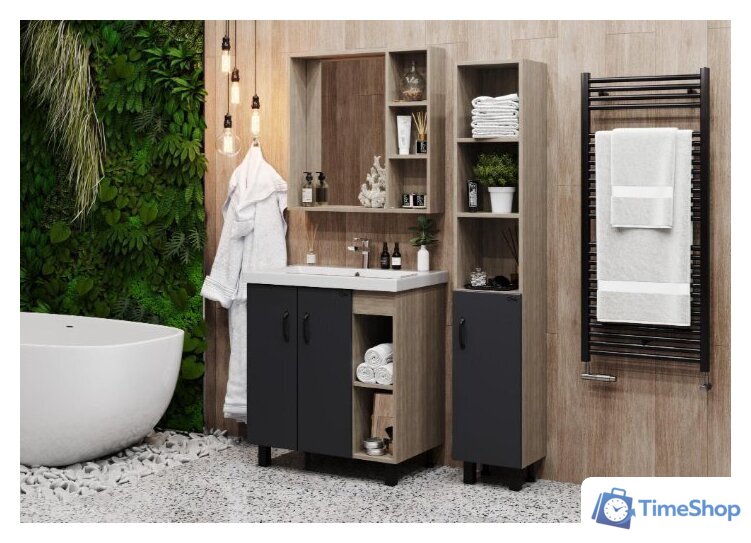  Onika Тумба под умывальник Тимбер 70.10 107057 (серый матовый/дуб сонома) - Изображение №3 — Интернет-магазин Time-Shop