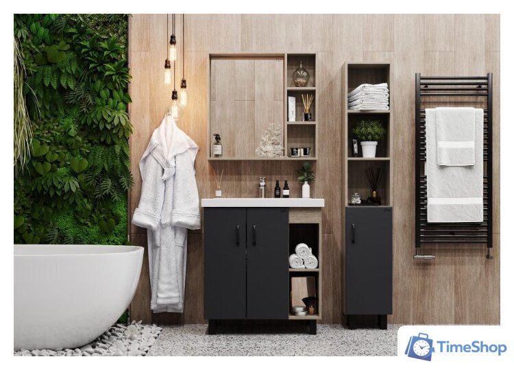  Onika Тумба под умывальник Тимбер 70.10 107057 (серый матовый/дуб сонома) - Изображение №2 — Интернет-магазин Time-Shop