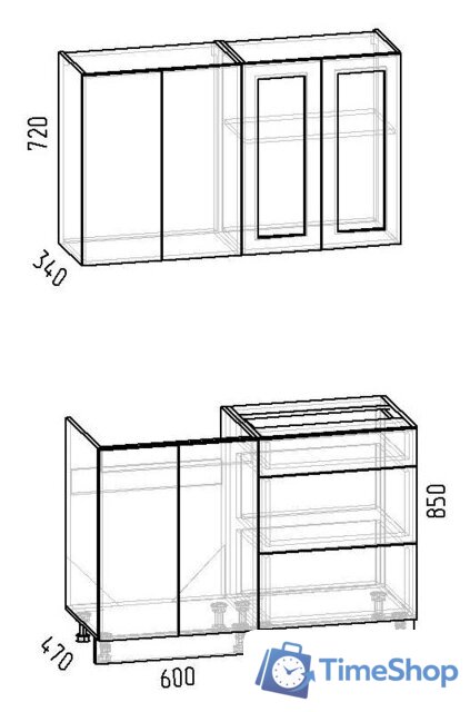 Готовая кухня Интермебель Лион-11 1.2м без столешницы (мята софт) - Изображение №6 — Интернет-магазин Time-Shop