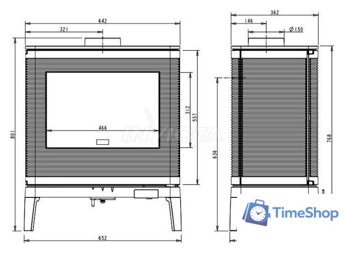 Свободностоящая печь-камин Invicta Kazan Antracyt 6104-44 - Изображение №3 — Интернет-магазин Time-Shop