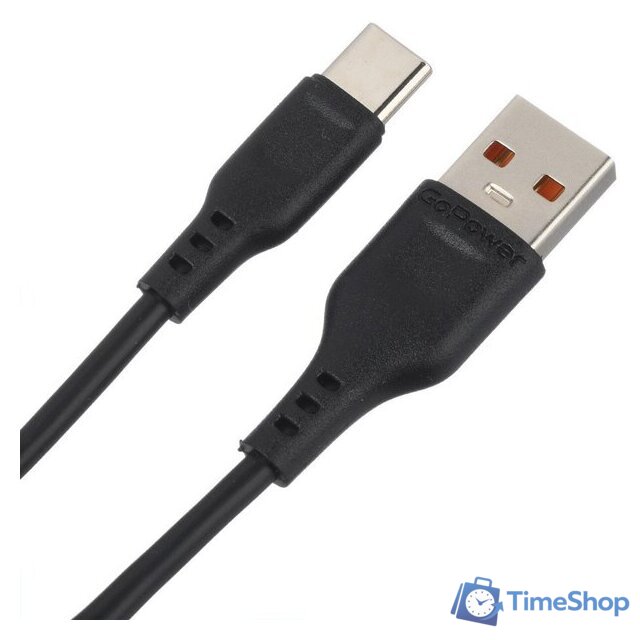 Кабель GoPower 00-00018566 USB Type-A - USB Type-C (1 м, черный) - Изображение №1 — Интернет-магазин Time-Shop