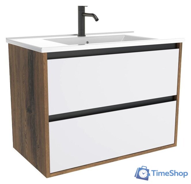  ЗОВ Тумба с умывальником Парма 100 P100LA0MWMC1B-OL100 (аттик/белый матовый/черный) - Изображение №1 — Интернет-магазин Time-Shop