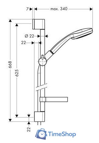 Душевой гарнитур  Hansgrohe Croma 100 Vario/Unica’C (27772000) - Изображение №2 — Интернет-магазин Time-Shop