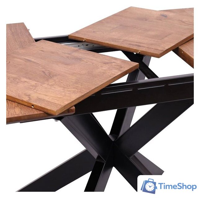 Кухонный стол ОКА Вейв 120-160x80x75 (дуб мореный/черный) - Изображение №4 — Интернет-магазин Time-Shop