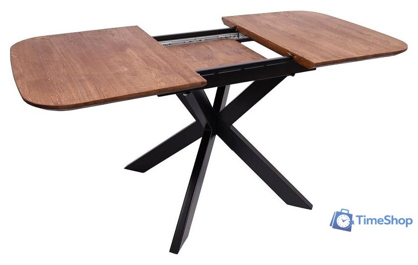 Кухонный стол ОКА Вейв 120-160x80x75 (дуб мореный/черный) - Изображение №3 — Интернет-магазин Time-Shop