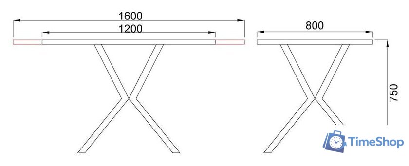 Кухонный стол ОКА Вейв 120-160x80x75 (дуб мореный/черный) - Изображение №7 — Интернет-магазин Time-Shop