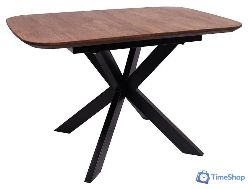 Кухонный стол ОКА Вейв 120-160x80x75 (дуб мореный/черный) - Изображение №1 — Интернет-магазин Time-Shop