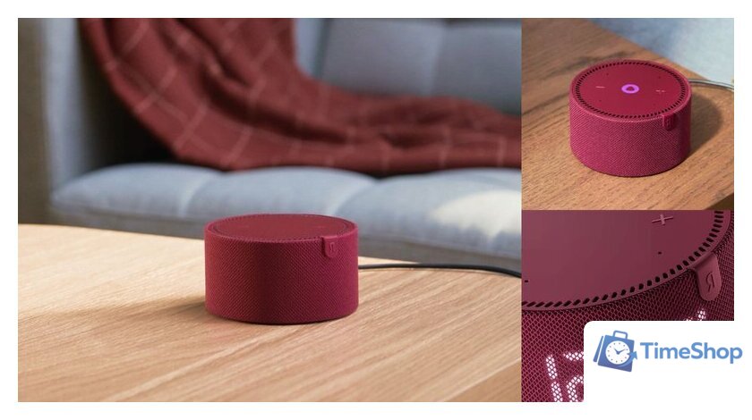 Умная колонка Яндекс Станция Мини 2 с часами (красный гранат) - Изображение №7 — Интернет-магазин Time-Shop