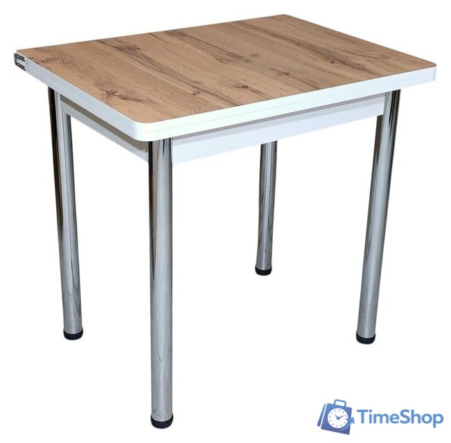 Кухонный стол СВД Юнио 80х60-120 013.П24.Х (дуб вотан/хром) - Изображение №1 — Интернет-магазин Time-Shop