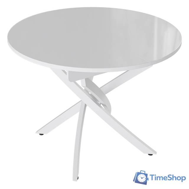 Кухонный стол Трия Diamond тип 3 КМ+02.68.000.168 (белый муар-белый глянец) - Изображение №1 — Интернет-магазин Time-Shop