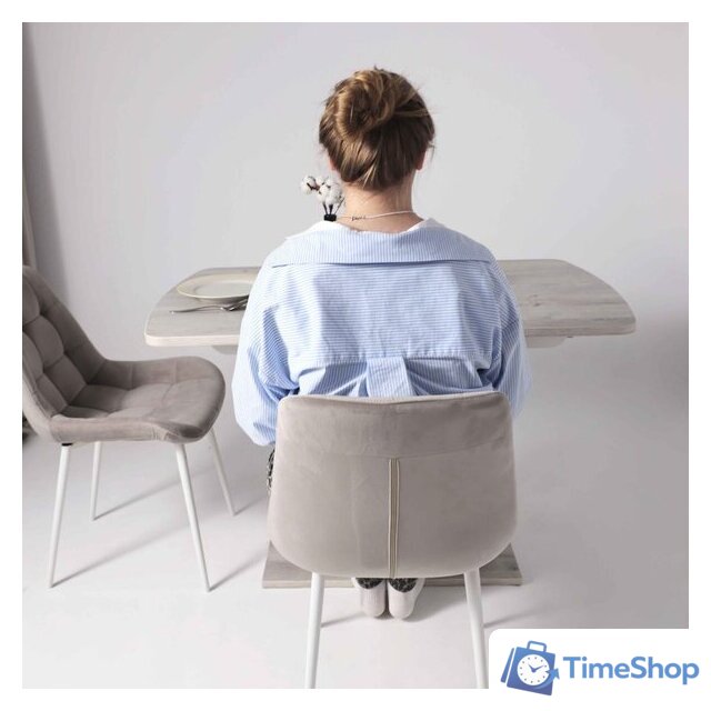 Стул Алвест AV 405 (бежевый бархат Confetti smoke/белый) - Изображение №2 — Интернет-магазин Time-Shop