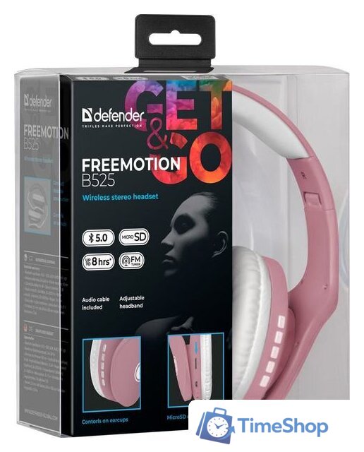 Наушники Defender FreeMotion B525 (розовый/белый) - Изображение №5 — Интернет-магазин Time-Shop