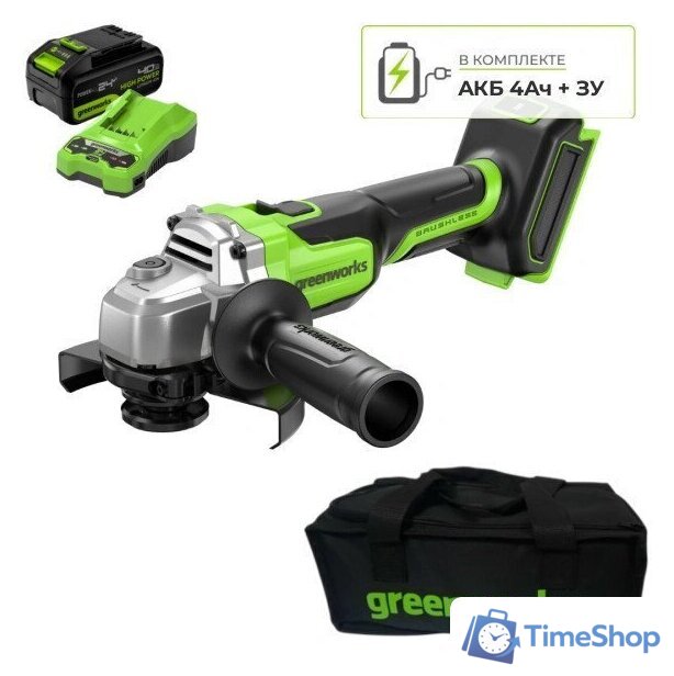 Угловая шлифмашина Greenworks AG590 3201007CUB (с 1-им АКБ, сумка) - Изображение №1 — Интернет-магазин Time-Shop