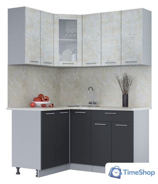Готовая кухня Интерлиния Мила 12x15 (бетон лайт-антрацит-опал светлый) - Изображение №1 — Интернет-магазин Time-Shop