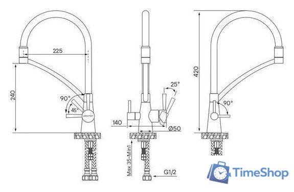 Смеситель Paulmark Siegen Si213111-BG (золото/брашированное золото) - Изображение №2 — Интернет-магазин Time-Shop