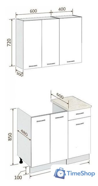 Готовая кухня Кортекс-мебель Корнелия Лира-лайт 1м (дуб сонома/марсель) - Изображение №3 — Интернет-магазин Time-Shop