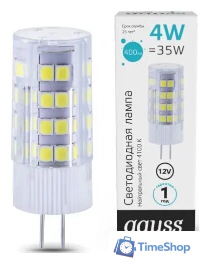 Светодиодная лампочка Gauss Elementary G4 12V 4W 400lm 4100K 10724 - Изображение №1 — Интернет-магазин Time-Shop