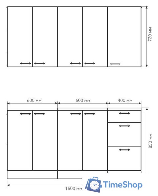 Готовая кухня Агута Альфа 1.6/60 (дуб эспрессо/дуб винтажный/этория) - Изображение №2 — Интернет-магазин Time-Shop