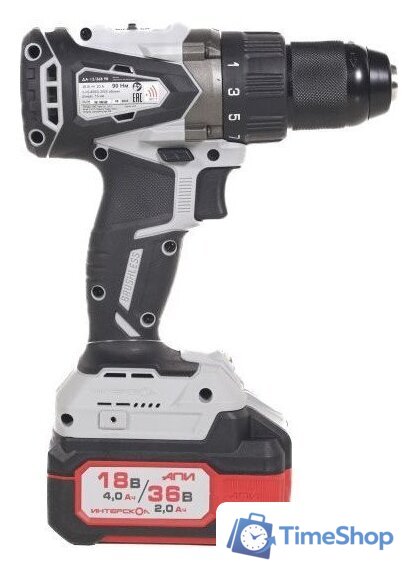 Дрель-шуруповерт Интерскол ДА-13/36В 90 861.2.2.70 (с 2-мя АКБ, кейс) - Изображение №3 — Интернет-магазин Time-Shop