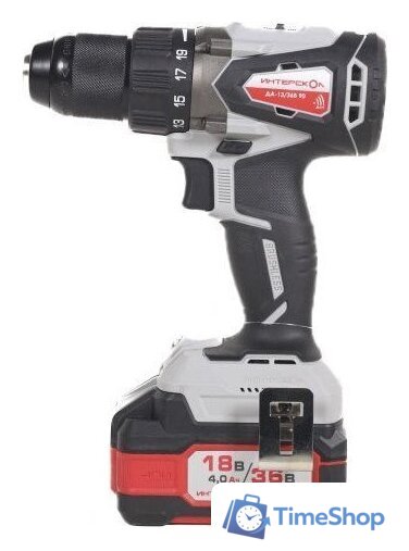 Дрель-шуруповерт Интерскол ДА-13/36В 90 861.2.2.70 (с 2-мя АКБ, кейс) - Изображение №2 — Интернет-магазин Time-Shop