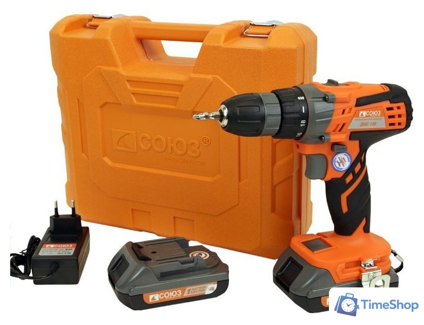 Дрель-шуруповерт Союз ДШС-18К (с 2-мя АКБ, кейс) - Изображение №1 — Интернет-магазин Time-Shop