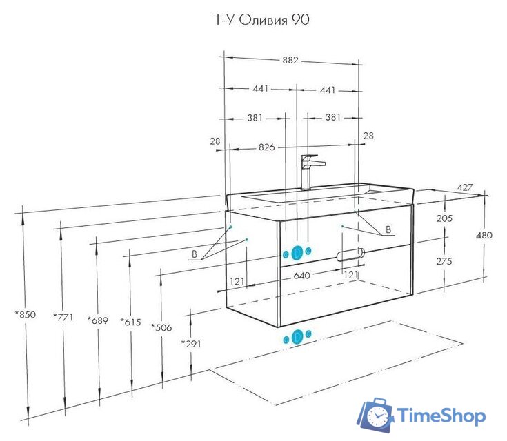  Акватон Тумба под умывальник Оливия 90 1A254401OLUG0 - Изображение №4 — Интернет-магазин Time-Shop