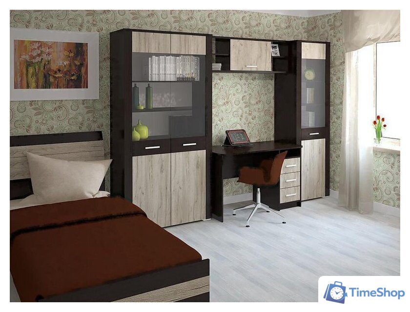 Комод Интерлиния Коламбия КЛ-9 (дуб венге/дуб серый) - Изображение №4 — Интернет-магазин Time-Shop