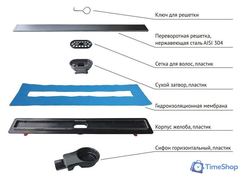 Трап/канал Berges Wasserhaus Optim Line 800 090508 - Изображение №4 — Интернет-магазин Time-Shop