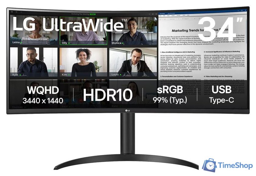 Монитор LG UltraWide 34WR55QK-B - Изображение №1 — Интернет-магазин Time-Shop