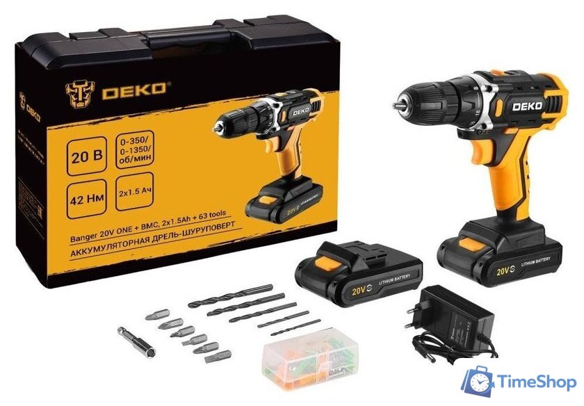 Дрель-шуруповерт Deko Banger 20V ONE + Set 63 083-1043 (с 2-мя АКБ, кейс) - Изображение №2 — Интернет-магазин Time-Shop
