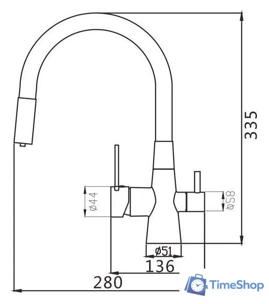 Смеситель Shevanik S668Y - Изображение №2 — Интернет-магазин Time-Shop