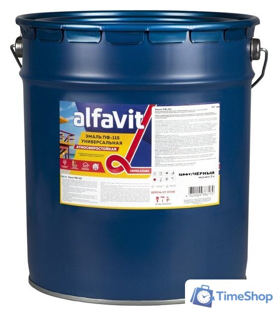 Эмаль Alfavit ПФ-115 20кг (черный) - Изображение №1 — Интернет-магазин Time-Shop