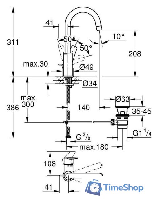 Смеситель Grohe Start Edge L 24201001 - Изображение №5 — Интернет-магазин Time-Shop