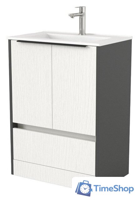  Дабер Тумба под умывальник 017 70 Т17.7.0.20Ч (белый древесный/серый/ручка черная) - Изображение №1 — Интернет-магазин Time-Shop