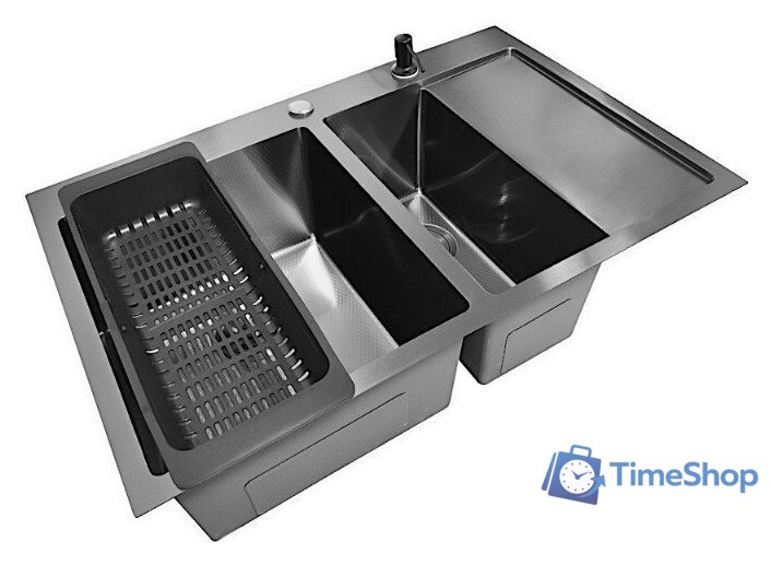 Кухонная мойка Stellar Decor S7850NB-2L-D (нано черный) - Изображение №2 — Интернет-магазин Time-Shop