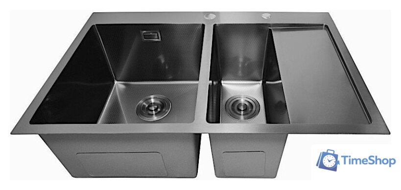 Кухонная мойка Stellar Decor S7850NB-2L-D (нано черный) - Изображение №5 — Интернет-магазин Time-Shop